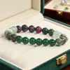 Pulseras de Venta Caliente Transfronteriza Amazon Aliexpress Hechas de Cinco Tipos de Piedras Naturales como Piedra de Punto Verde, Gema Verde Flor, Etc., al por Mayor