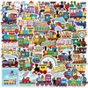 56 pegatinas de dibujos animados de tren pequeño con diseño transfronterizo, bonitas pegatinas impermeables para hacer tú mismo, pegatinas para maletas, cuadernos y tazas.