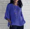 Envio no mesmo dia 2022wisheaby Amazon nova jaqueta camisa feminina de algodão e linho com manga de sete quartos e gola redonda para comércio exterior