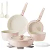Set de Cacerola y Sartén con Mango Desmontable Aluminio Antiadherente Sartén Venta al por Mayor Venta Caliente Cocina de Inducción Desmontable Set de 15 Piezas