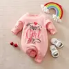 Mono de bebé de manga larga para niña de primavera y otoño, con dibujos animados, color rosa dulce, ropa para gatear de recién nacido, artículos claros