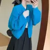 2026 Comercio Exterior Transfronterizo Color Sólido Tejido de Canalé Cárdigan Corto Otoño Invierno Nuevo Estilo Suave Pegajoso Ajuste Holgado Suéter Ropa de Abrigo para Mujer
