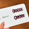 Paleta de Cores de Deus Gato Olho Estilo Francês Unhas Usáveis Feitas à Mão para o Verão, Visual de Luxo, Efeito Iluminador Arte de Unhas Usável