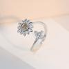 Anillo de proyección te amo en 100 idiomas transfronterizo, anillo de dedo de girasol simple de apertura ajustable de moda para mujer