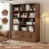 Armário de armazenamento de madeira maciça, estante de livros para casa, estante para sala de estar, prateleira de piso para bay window, armário de exposição de múltiplos andares para escritório e estudo