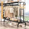 Perchero de pie para ropa de dormitorio, perchero para ropa del hogar, tendedero interior, plegable, para balcón, simple, móvil, perchero para ropa y sombreros