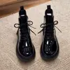 Botines Martin de Suela Plana de Cuero Suave para Mujer 2026 Nuevos Botines de Tobillo de Charol con Punta de Mango y Doble Cierre de Moda Botas de Algodón con Forro Polar para Otoño e Invierno
