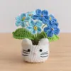Flor de Lirio del Valle Tejida a Crochet Hecha a Mano de Lana en Maceta Producto Terminado Venta al por Mayor Muñeco de Conejo Creativo Adornos de Escritorio en Maceta Flores Tejidas