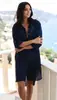 Chegada Nova Europeia e Americana 2021 Tecido Amassado Dois Bolsos Fivela Blusa de Praia Jaqueta de Biquíni Camisa Roupa de Banho Cardigan Feminino