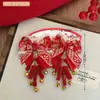 Nova Presilha de Cabelo com Bola de Pelúcia e Franja Estilo Chinês para Meninas, Doce e Festiva, Alto Apelo Estético, Acessório de Cabelo com Atmosfera de Ano Novo
