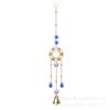 Coroa de ouro garra de gato Sino pingente contas coloridas Cristal luz solar apanhador jardim DIY enfeites pingente de janela