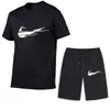 2023 Transfronteiriço AliExpress Amazon Casual Gola Redonda Estampada Manga Curta Camiseta Calça Conjunto Casual de Duas Peças