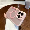 Funda magnética semi-transparente para teléfono móvil con sensación de piel, apta para Apple 17Pro 16Pro, cubierta protectora esmerilada 15 anticaídas con protector de lente