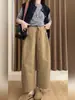 Primavera 2026 Nuevos Pantalones Cargo de Algodón Puro de Alta Densidad Color Caqui Estilo Globo Minimalista Versátil Corte 3D Acortados de Pierna Ancha
