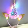 Nueva diadema luminosa de orejas de conejo con plumas para el pelo, accesorio para el pelo de concierto en lugar escénico, diadema de actuación, suministro para mercado nocturno, venta al por mayor