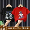 Camiseta de Manga Corta de Algodón Puro para Niños, Tallas Mediana y Grande, Nuevo Estilo Verano 2026, Top Elegante con Estampado de Dibujos Animados