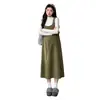 Conjunto de Maternidad Otoño Invierno Lana Cuadros Overol Vestido Botón Lateral Falda Línea A + Capa Base Cubre Vientre Holgada No Dependiente del Tipo de Cuerpo