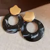 Pendientes de Botón Redondos de Acrílico con Pasador de Plata Retro Europeo Moda Temperamento Exquisito Sentido del Diseño de Pendientes Pendientes de Nicho Venta al por Mayor