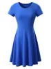 Vestido Casual de Moda de Manga Corta de Color Sólido Estilo Europeo y Americano Nuevo Primavera/Verano 2026 Amazon