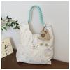 Bolsa de lona floral de nicho 2025, nova bolsa de ombro grande com capacidade para estudantes da Coreia do Sul, bolsa de compras portátil