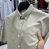 Camisa de manga larga de alta gama para hombre, nueva para primavera y otoño, bordada, sin planchado, moda, camisa de pulgada, casual de negocios, camisa de cuadros