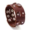 Pulseira de Couro Punk Moda Vintage Unissex Pulseira Decorada com Rebites Versão Preta Marrom Pulseira