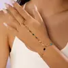 Pulseira de Corrente Cruzada Europeia e Americana para Mulheres Ins Simples Anel de Pérola Dedo Integrado Corrente Moda Pulseira de Dedo Atacado