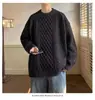 Suéter redondo masculino personalizado, outono/inverno 2026, suéter de tricô com trama de trança, estilo retrô japonês, malha casual