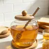 Tarro de Miel Transparente Creativo Gran Capacidad Almacenamiento Diario de Miel para el Hogar Tarro de Miel de Vidrio Borosilicato con Varilla para Remover