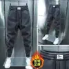 Calças casuais de inverno masculinas estilo coreano calças esportivas da moda com forro de lã calças da moda de nove comprimentos calças elásticas masculinas
