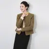 2433604-Estilo Corto Cuello Redondo Moda Elegante Chaqueta Superior de Invierno Nueva para Mujer en Tejido 100% Lana