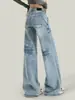 Jeans Anchos Retro Azul Claro de Alta Gama para Mujer 2026 Nuevos Holgados Adelgazantes para Figura Pera Alta Pantalones Casuales de Pierna Recta