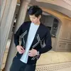 Suéter Masculino 2027 Outono Inverno Bloco de Cores Cardigã Tricô Jaqueta Estilo Preguiçoso Versão Coreana Fino Leve Estilo Maduro Suéter Masculino