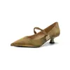 Zapatos de Estilo Chino de Nuevo Estilo con Gradiente de Color de Moda para Falda, Zapatos de Salón de Punta Fina y Boca Baja, Hebilla Metálica, Correa Única, Tacón Medio Delgado para Mujer