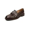 Serie Brock~Nuevo modelo de mocasines para mujer hechos completamente de piel por dentro y por fuera, con estilo británico y tacón bajo de 2,5 cm