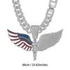 Colar Anjo das Asas Americanas Estrela e Listras Colar com Pingente Grande Hip Hop Transfronteiriço Corrente Cubana Acessórios da Moda Tendência