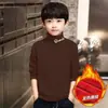 Y2082# Roupa íntima térmica infantil veludo camisa base outono e inverno estilo estrangeiro jaqueta térmica masculina manga longa gola semi-alta moda