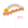 Balão Arco-Íris de Camada Dupla Feliz Aniversário Feliz Aniversário Decoração de Bolo Inserção Bandeira Colorida Inserção