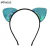 Accesorios Europeos y Americanos para el Cabello de Doble Cara con Lentejuelas Orejas de Gato Diadema de Tela para Niños Diadema Negra de Franela con Lentejuelas