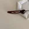 Pinza para el pelo con clip BB de perla y estampado de leopardo, pasador retro de gota de agua oscura para cabello roto, flequillo, pasador, accesorio para el pelo de chica popular