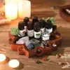 Bandeja de cristal de madera con forma de loto para guardar aceites esenciales y llaves