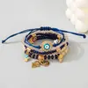 Pulsera de corazón de palma y ojo maligno estilo bohemio, bestseller transfronterizo, pulsera de cordón elástico multicapa