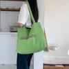 Ins Blogger Bolsa de Lona Shopping Nueva Estampada Color Sólido Moda Simple Gran Capacidad Bolso de Hombro para Mujer