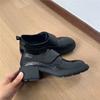 Sensación de pisar caca de 5 cm ~ Versátiles de Velcro Piel Suave Zapatos Mocasines de Suela Gruesa para Mujer, Zapatos Pequeños de Piel Estilo Británico, Zapatos Planos de Boca Profunda
