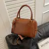 Bolsa Boston Retrô Maillard para Mulheres 2024 Nova Moda Bolsa de Mão para o Trabalho Simples Versátil Bolsa de Ombro Transversal
