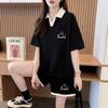Celebridad de Internet Estilo Coreano Estampado Algodón Puro Adelgazante Casual Deportivo Traje de Dos Piezas para Mujer Verano Nuevo Camiseta de Manga Corta Shorts