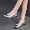 Shanghai Jiejie 2024 Otoño Nuevo Boca Baja Pedrería Francés Plano Unicolor Combinable Capa Superior Piel Vacuna Zapatos de Mujer