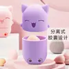 Caja de Almacenamiento de Esponjas de Maquillaje de Silicona para Gatos Almacenamiento Separado para Huevos de Belleza Linda Transpirable Limpia Resistente al Moho Fondo Limpiable