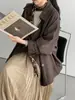 Então, Casaco Trench Coat de Lapela Relaxado Estilo Coreano Passeio de Outono para Mulheres, Casaco Casual Solto de Comprimento Médio para Início do Outono 5122