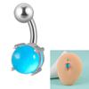 Anillo de Acero Inoxidable Transfronterizo 14g para Ombligo, Clavo de Ombligo con Piedra Transparente de Color Fresco, Ombligo con Piedra Redonda Curva de Base Plana de Cuatro Garras